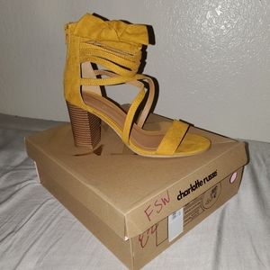 Mustard Suede Chunky Heels